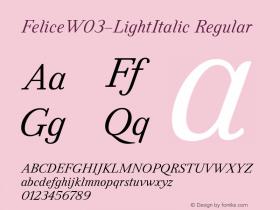 Felice W03 Light Italic Version 1.00图片样张