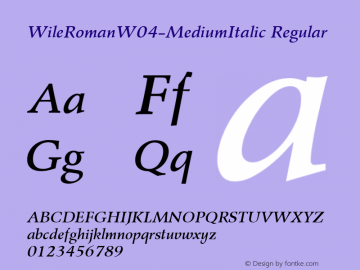 Wile Roman W04 Medium Italic Version 1.00 Font Sample