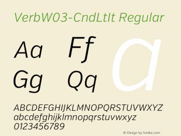 Verb W03 Cnd Lt It Version 1.1 Font Sample