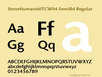 Stone Humanist ITC W04 Semi Bd Version 1.00 Font Sample