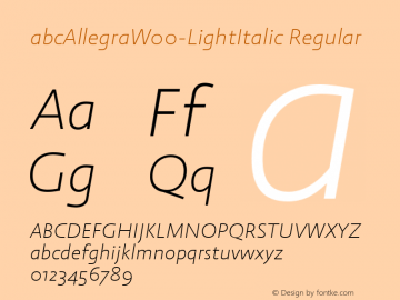 abc Allegra W00 Light Italic Version 1.21图片样张