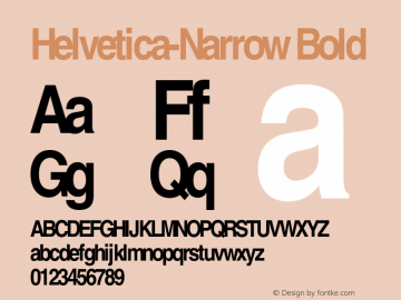 Helvetica-Narrow Bold OTF 1.0;PS 003.000;Core 1.0.22 Font Sample