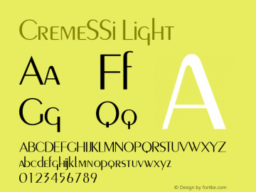 CremeSSi Light Macromedia Fontographer 4.1 8/2/95 Font Sample