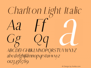 Charlton Light Italic Version 1.0图片样张