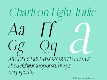 Charlton Light Italic Version 1.0图片样张