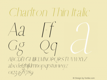 Charlton Thin Italic Version 1.0图片样张