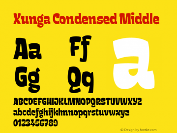 Xunga Condensed Middle Version 1.000;PS 001.000;hotconv 1.0.88;makeotf.lib2.5.64775 Font Sample