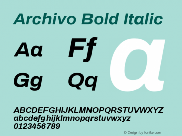 Archivo Bold Italic Version 1.002图片样张