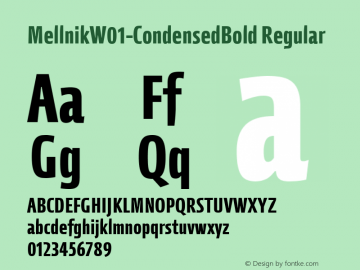Mellnik W01 Condensed Bold Version 1.00 Font Sample