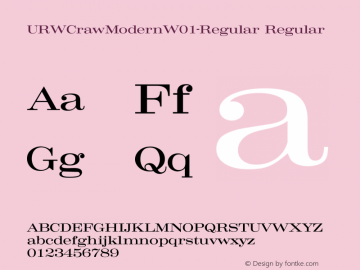 URW Craw Modern W01 Regular Version 1.00 Font Sample