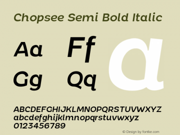 Chopsee-SemiBoldItalic Version 1.000;PS 001.000;hotconv 1.0.88;makeotf.lib2.5.64775图片样张