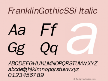 FranklinGothicSSi Italic Macromedia Fontographer 4.1 8/2/95图片样张