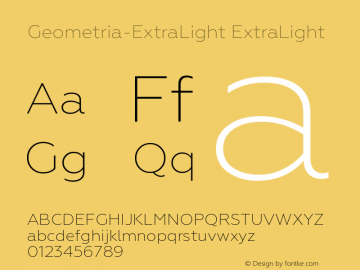 Geometria-ExtraLight Version 1.000 Font Sample