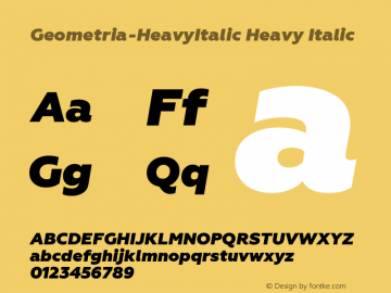 Geometria-HeavyItalic Version 1.000 Font Sample