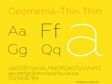 Geometria-Thin Version 1.000 Font Sample