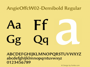 Angie Offc W02 Demibold Version 7.504 Font Sample