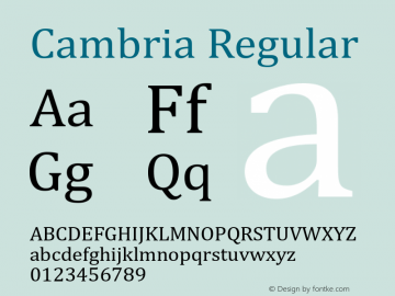 Cambria Version 6.96 Font Sample