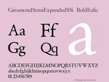 GaramondSemiExpandedSSi BoldItalic Macromedia Fontographer 4.1 8/3/95 Font Sample