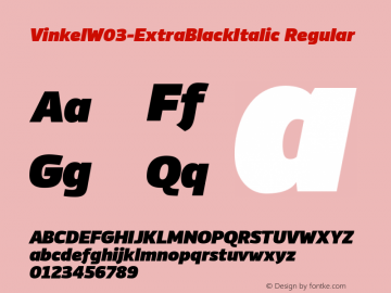 Vinkel W03 Extra Black Italic Version 1.00 Font Sample