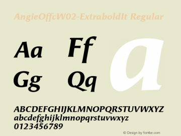 Angie Offc W02 Extrabold Italic Version 7.504图片样张