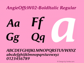 Angie Offc W02 Bold Italic Version 7.504 Font Sample