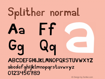 Splither normal Version 0.001 Font Sample