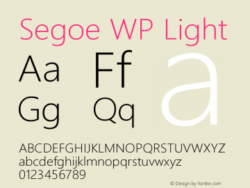Segoe WP Light Version 1.10 Font Sample