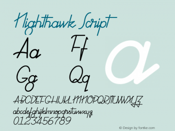 Nighthawk-Script Version 1.000;PS 001.000;hotconv 1.0.70;makeotf.lib2.5.58329 Font Sample