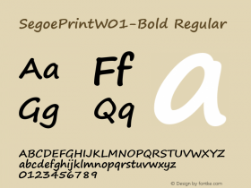 Segoe Print W01 Bold Version 1.1 Font Sample