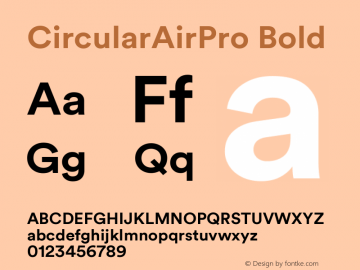 CircularAirPro Book Bold Version 20.000 Font Sample