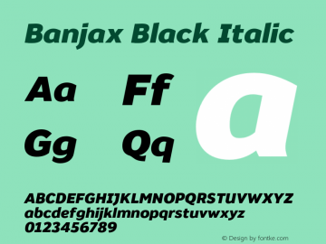 Banjax Black Italic Version 1.000;PS 001.000;hotconv 1.0.88;makeotf.lib2.5.64775 Font Sample