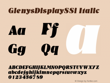 GlenysDisplaySSi Italic Macromedia Fontographer 4.1 8/3/95图片样张