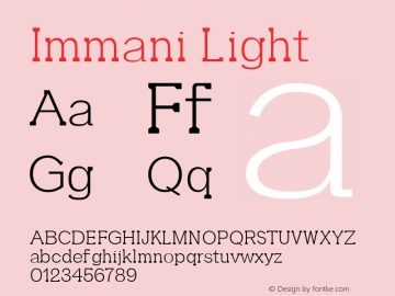 Immani Light Version 1.0 Font Sample
