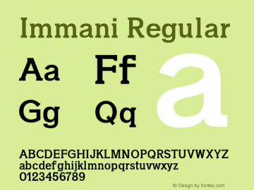 Immani-Regular Version 1.0 Font Sample