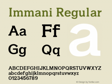 Immani Regular Version 1.0 Font Sample