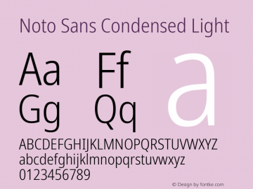 Noto Sans Condensed Light Version 2.000;GOOG;noto-source:20170915:90ef993387c0; ttfautohint (v1.7) Font Sample