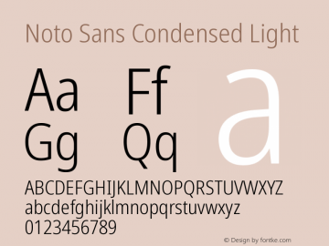 Noto Sans Condensed Light Version 2.000;GOOG;noto-source:20170915:90ef993387c0 Font Sample
