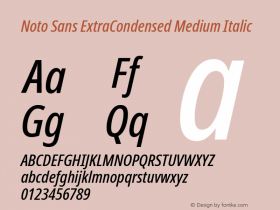 Noto Sans ExtraCondensed Medium Italic Version 2.000;GOOG;noto-source:20170915:90ef993387c0 Font Sample