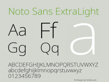 Noto Sans ExtraLight Version 2.000;GOOG;noto-source:20170915:90ef993387c0; ttfautohint (v1.7)图片样张