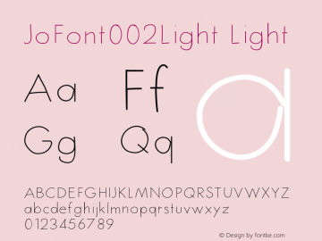 JoFont002Light Light Version 001.000 Font Sample