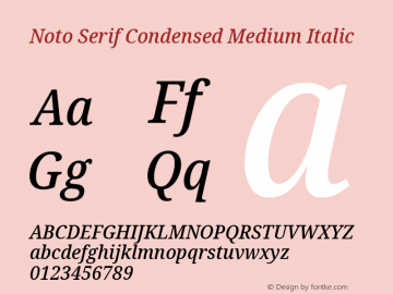 Noto Serif Condensed Medium Italic Version 2.000;GOOG;noto-source:20170915:90ef993387c0 Font Sample