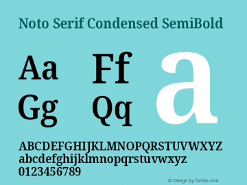 Noto Serif Condensed SemiBold Version 2.000;GOOG;noto-source:20170915:90ef993387c0 Font Sample