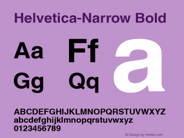 Helvetica-Narrow Bold Version 1.00 Font Sample