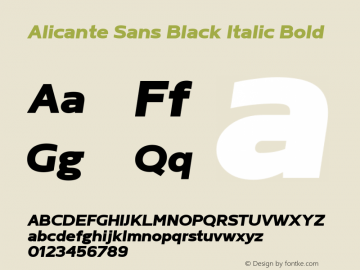 Alicante Sans Black Italic Version 1.00图片样张