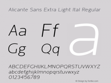 Alicante Sans Extra Light Ital Version 1.00图片样张