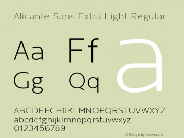 Alicante Sans Extra Light Version 1.00 Font Sample