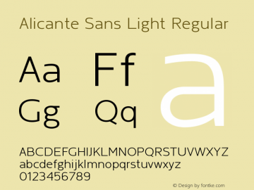 Alicante Sans Light Version 1.00 Font Sample
