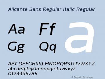 Alicante Sans Regular Italic Version 1.00图片样张