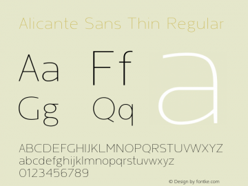 Alicante Sans Thin Version 1.00 Font Sample