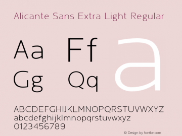AlicanteSans-ExtraLight Version 1.00 Font Sample